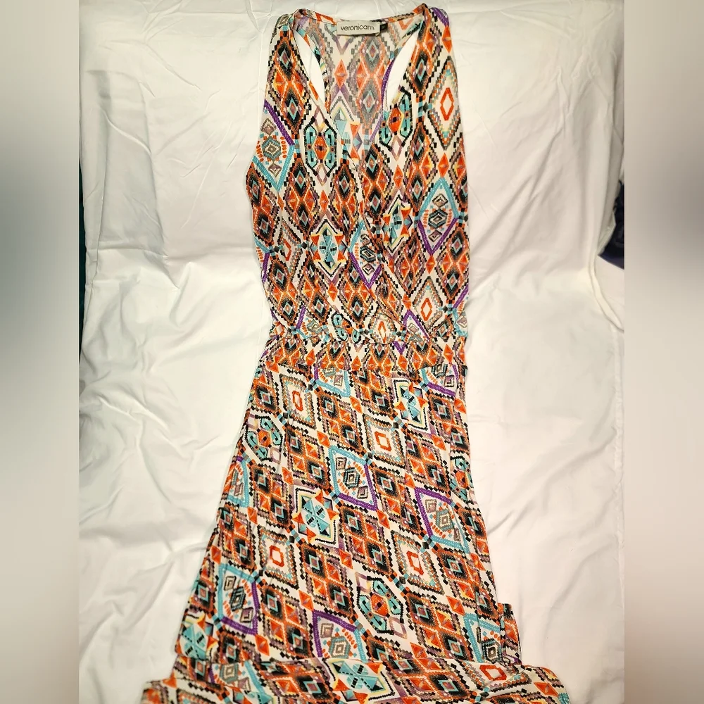 Veronica M Maxi Dress Banded Waist plunge neck racerback super soft - Picture 1 of 6